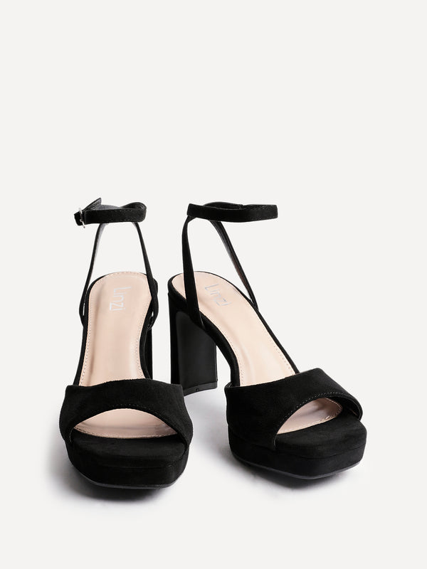 Linzi Black Faux Suede Platform High Heels