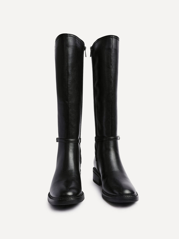 Linzi Black Faux Suede Riding Boot