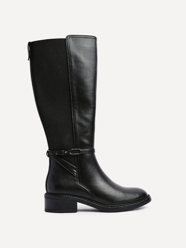 Linzi Black Faux Suede Riding Boot