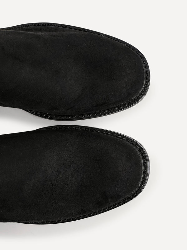 Linzi Black Faux Suede Riding Boot