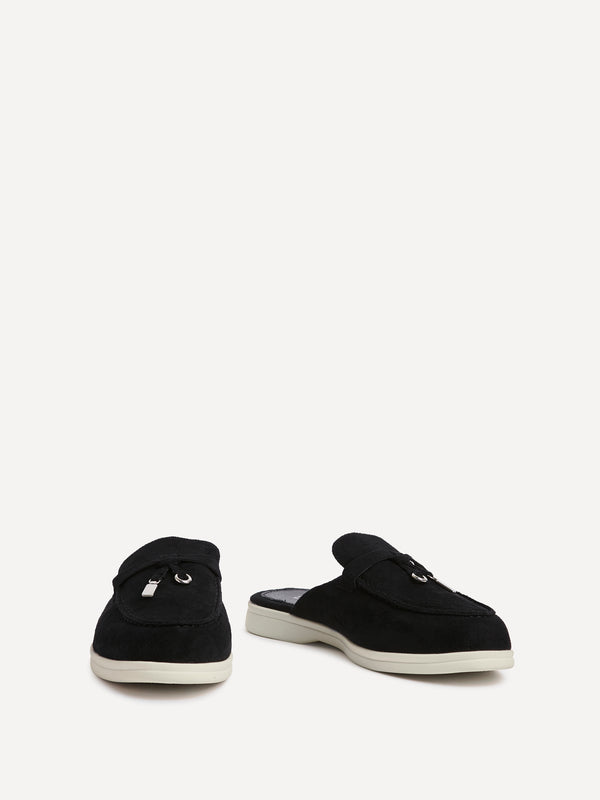 Linzi Black Faux Suede Slip On Mule