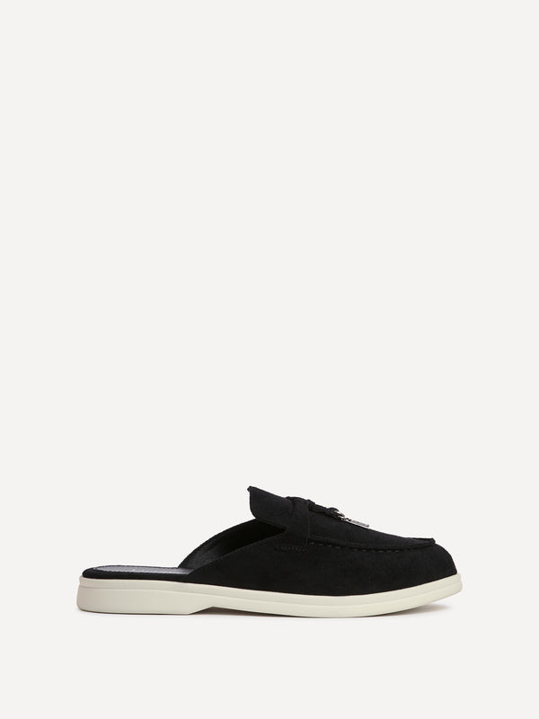 Linzi Black Faux Suede Slip On Mule