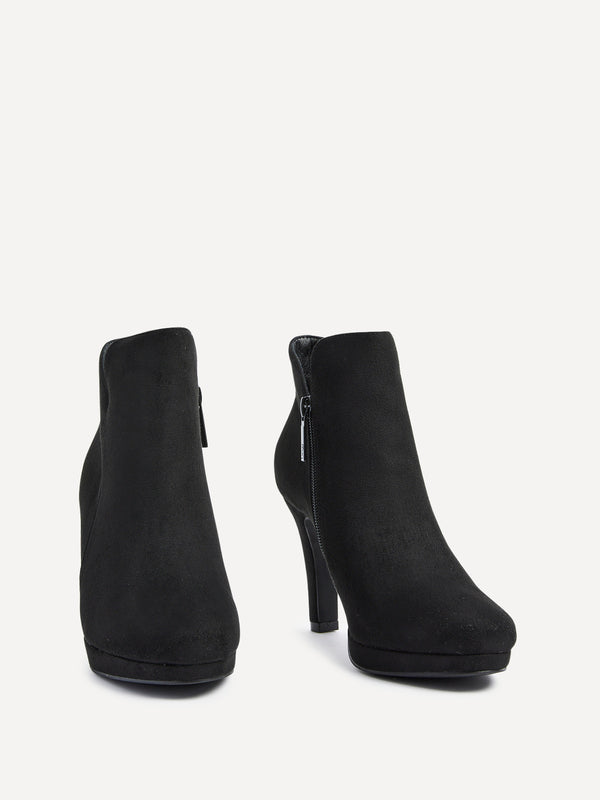 Linzi Black Faux Suede Small Platform Ankle Boot