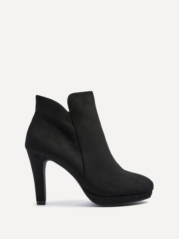 Linzi Black Faux Suede Small Platform Ankle Boot