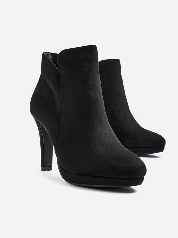 Linzi Black Faux Suede Small Platform Ankle Boot