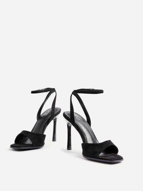 Linzi Black Faux Suede Stiletto High Heels