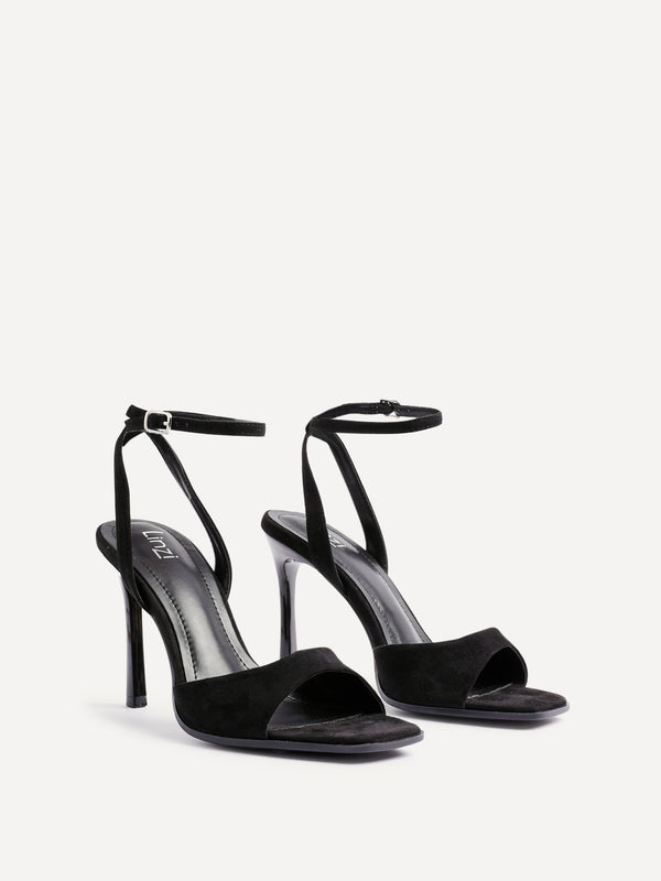 Linzi Black Faux Suede Stiletto High Heels