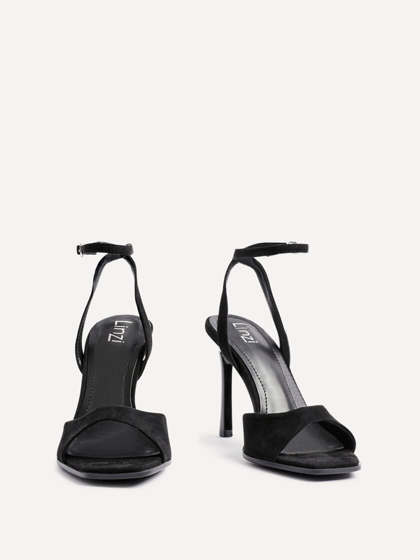Linzi Black Faux Suede Stiletto High Heels