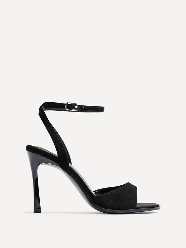 linzi Black Faux Suede Stiletto High Heels