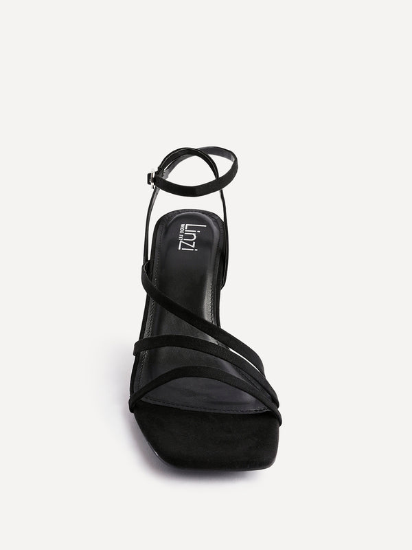 Linzi Black Faux Suede Strappy Heels