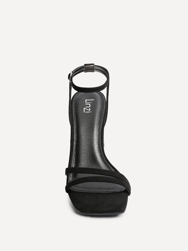 Linzi Black Faux Suede Strappy High Heel