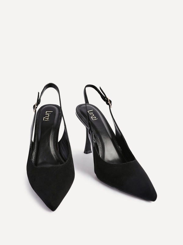 Linzi Black Faux Suede Two Tone Court Heel