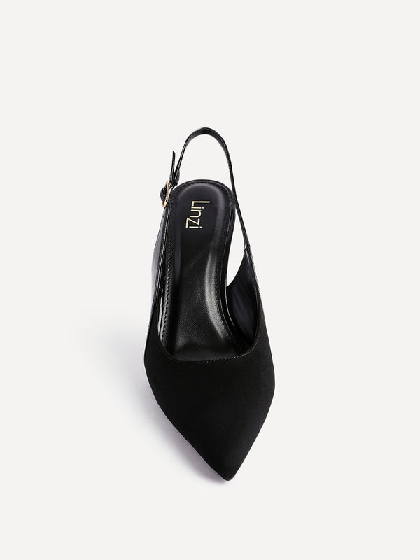 Linzi Black Faux Suede Two Tone Court Heel