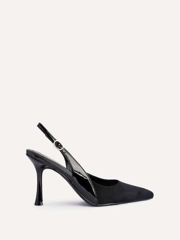 Linzi Black Faux Suede Two Tone Court Heel