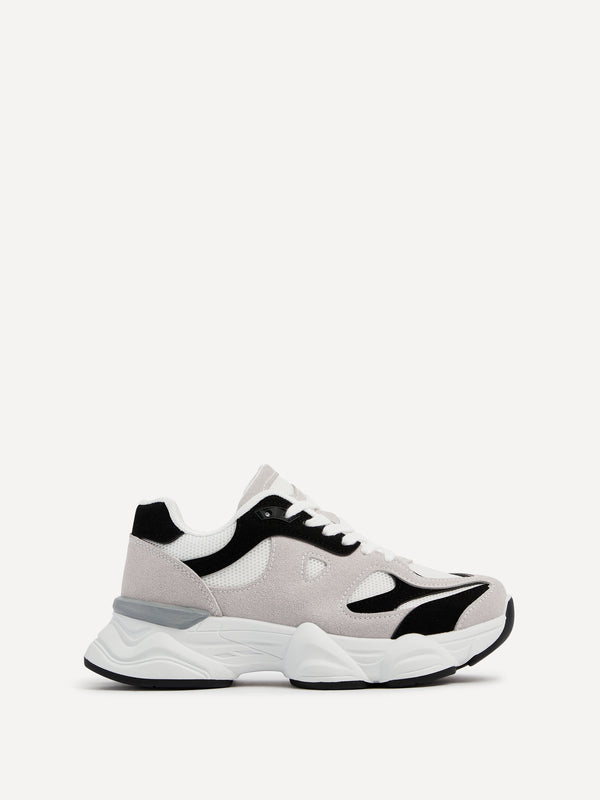 Linzi Black & Grey Trainer With Chunky White Sole