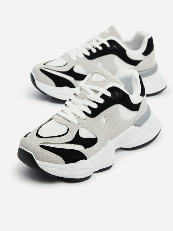 Linzi Black & Grey Trainer With Chunky White Sole