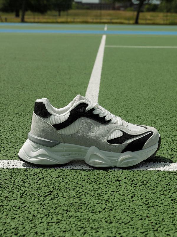 linzi Black & Grey Trainer With Chunky White Sole