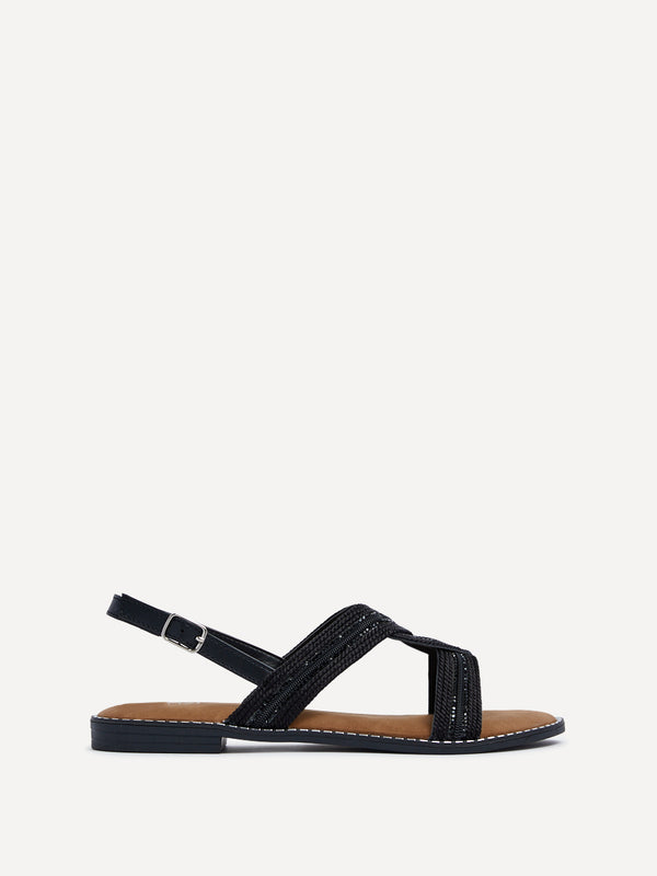 Linzi Black Intertwined Knitted Sandal