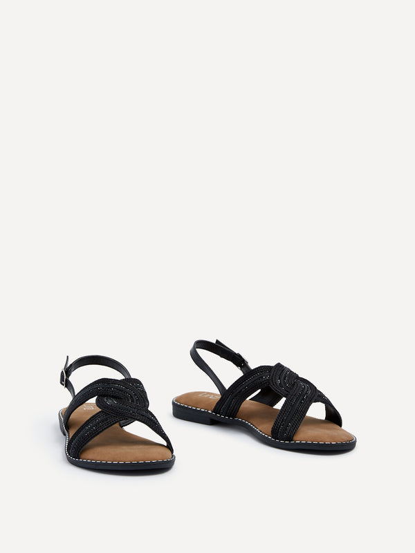 Linzi Black Intertwined Knitted Sandal