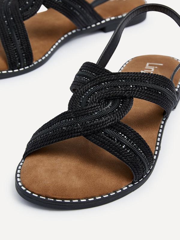 Linzi Black Intertwined Knitted Sandal