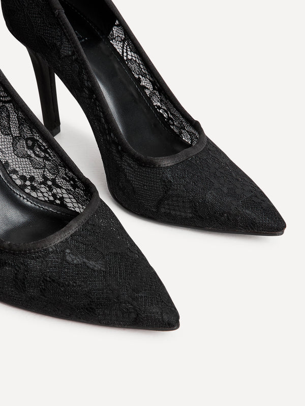 Linzi Black Lace Court Heel