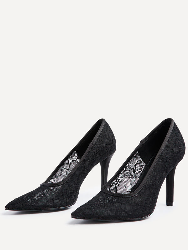 Linzi Black Lace Court Heel