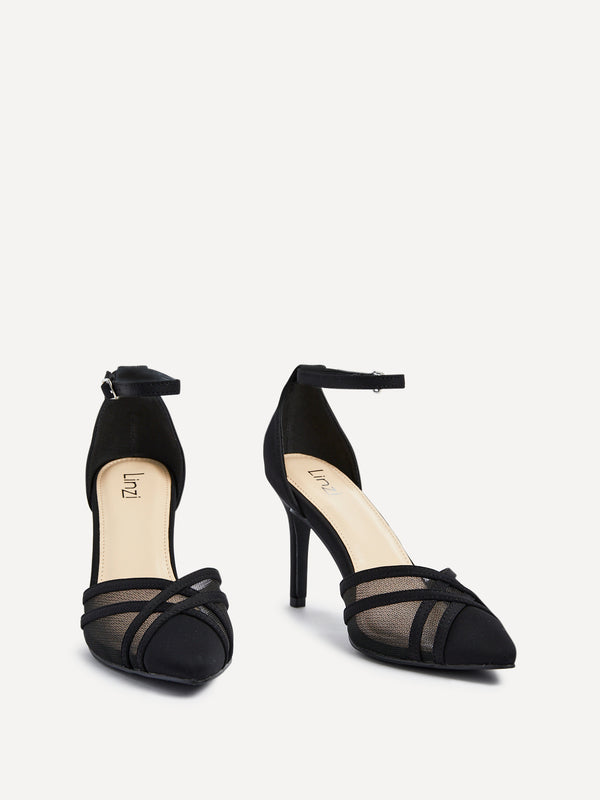 Linzi Black Mesh Closed Back Court Heel