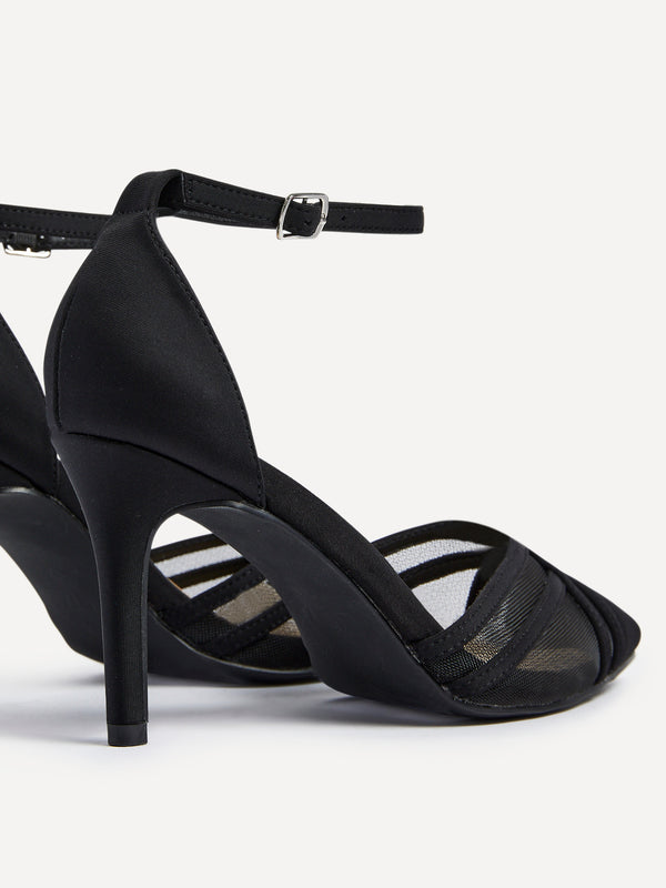 Linzi Black Mesh Closed Back Court Heel