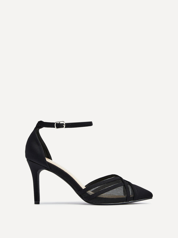 linzi Black Mesh Closed Back Court Heel