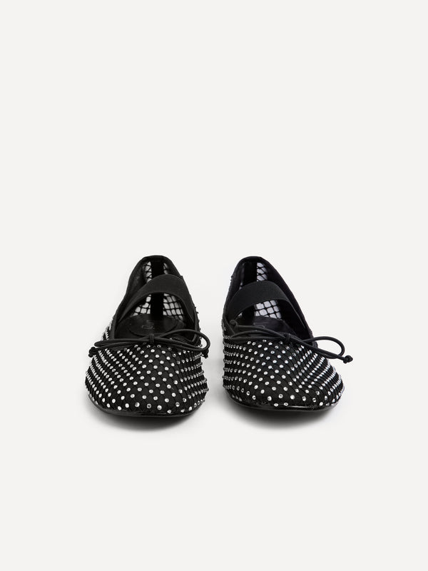 Linzi Black Mesh & Diamante Mary Jane Pump