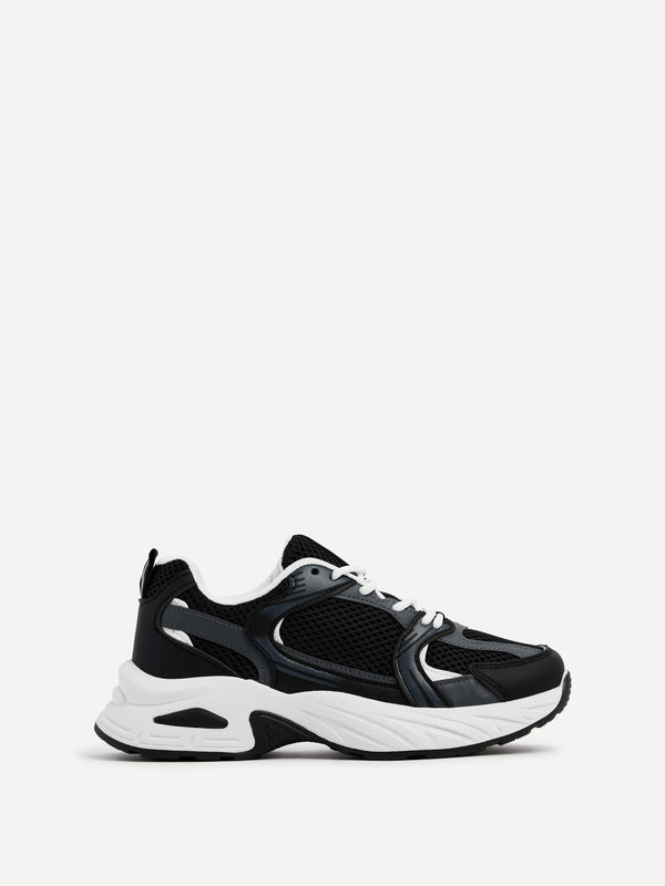 Linzi Black Mesh Effect Chunky Trainer