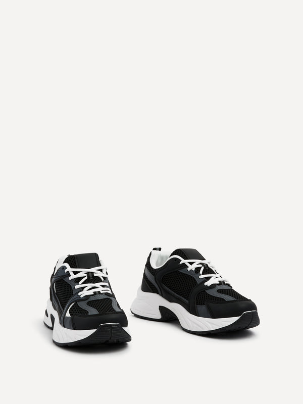 Linzi Black Mesh Effect Chunky Trainer