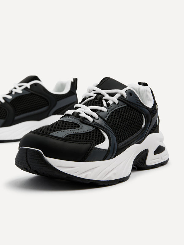 linzi Black Mesh Effect Chunky Trainer
