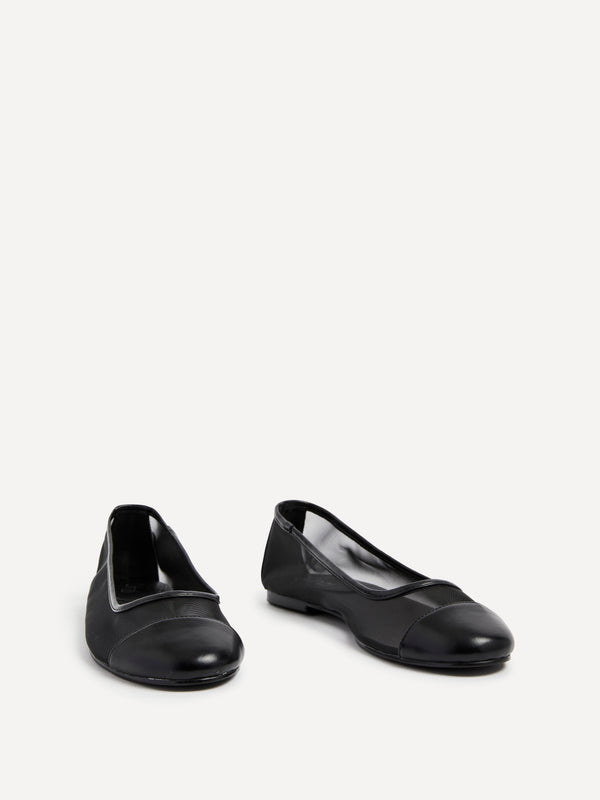 Linzi Black Mesh & Faux Leather Mary Jane Pump