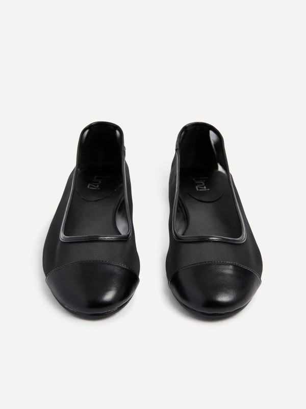 Linzi Black Mesh & Faux Leather Mary Jane Pump