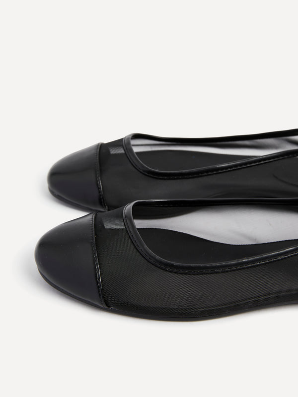 Linzi Black Mesh & Faux Leather Mary Jane Pump