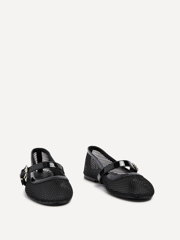 Linzi Black Mesh Mary Jane Pump