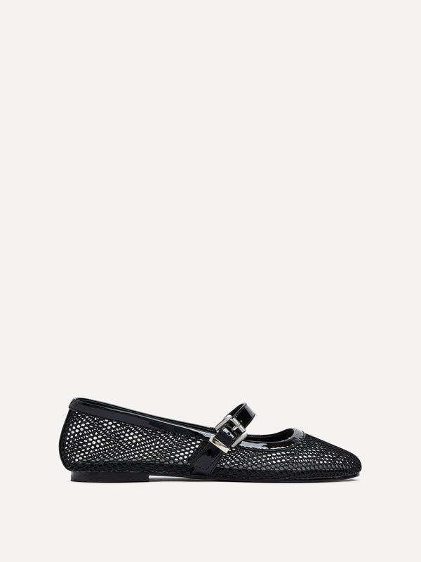 Linzi Black Mesh Mary Jane Pump