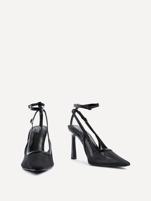 Linzi Black Mesh Stiletto Court Heel