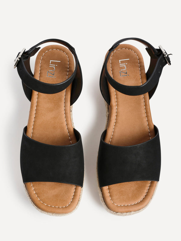 Linzi Black Nubuck Espadrille Flatform Sandals