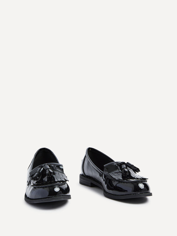 Linzi Black Patent Classic Slip On Loafer