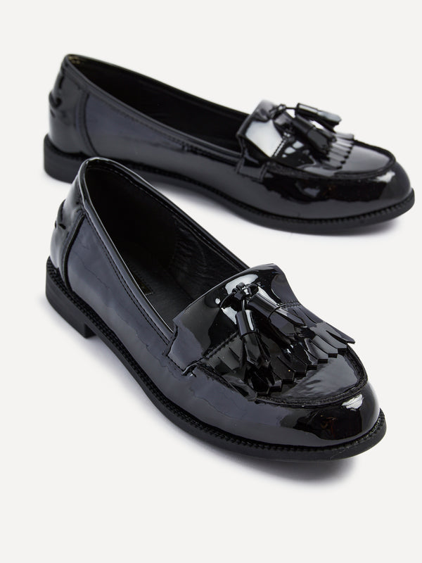 Linzi Black Patent Classic Slip On Loafer