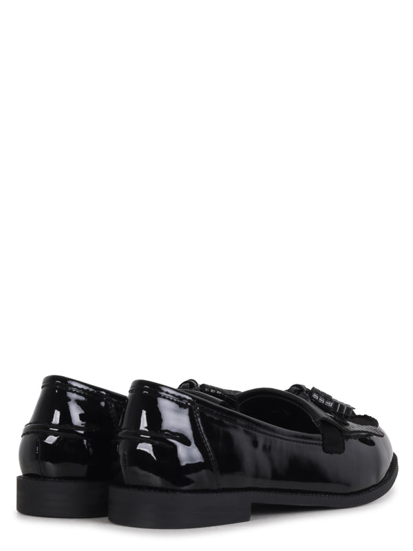 Linzi Black Patent Lizard Classic Slip On Loafer
