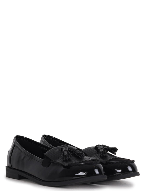 Linzi Black Patent Lizard Classic Slip On Loafer