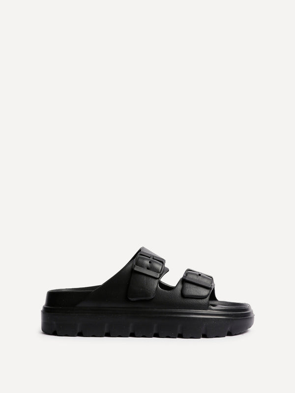 Linzi Black Platform Double Strap Slider