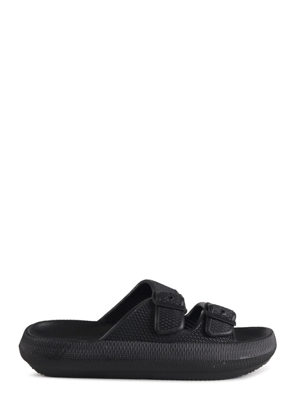 Linzi Black Platform Double Strap Slider