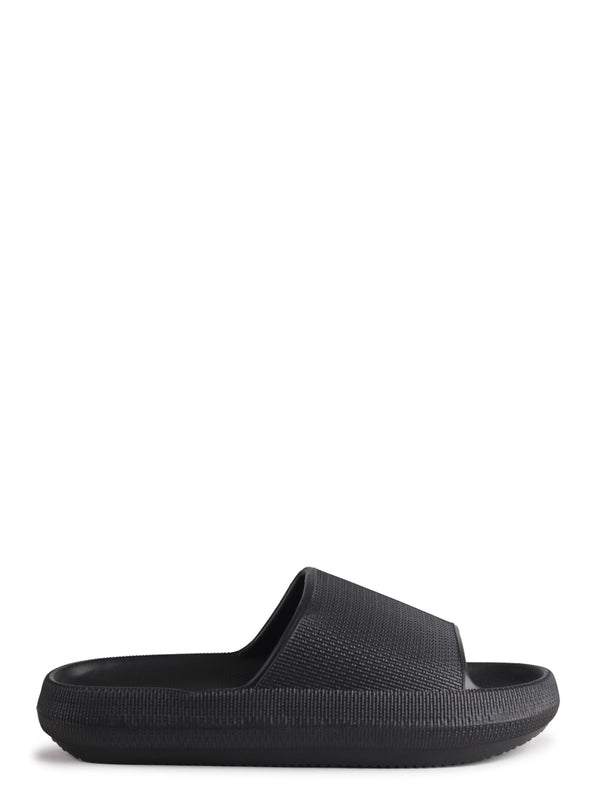 Linzi Black Platform Single Strap Slider