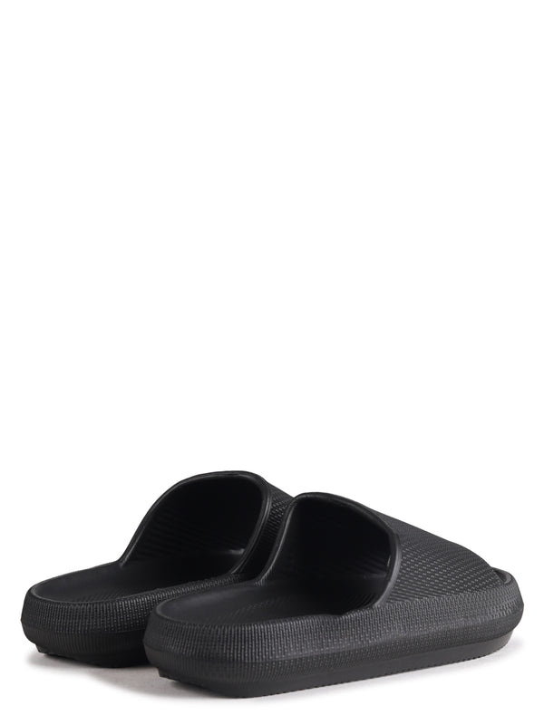 Linzi Black Platform Single Strap Slider