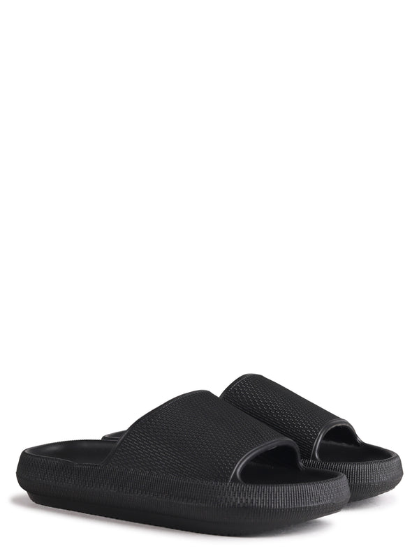 Linzi Black Platform Single Strap Slider