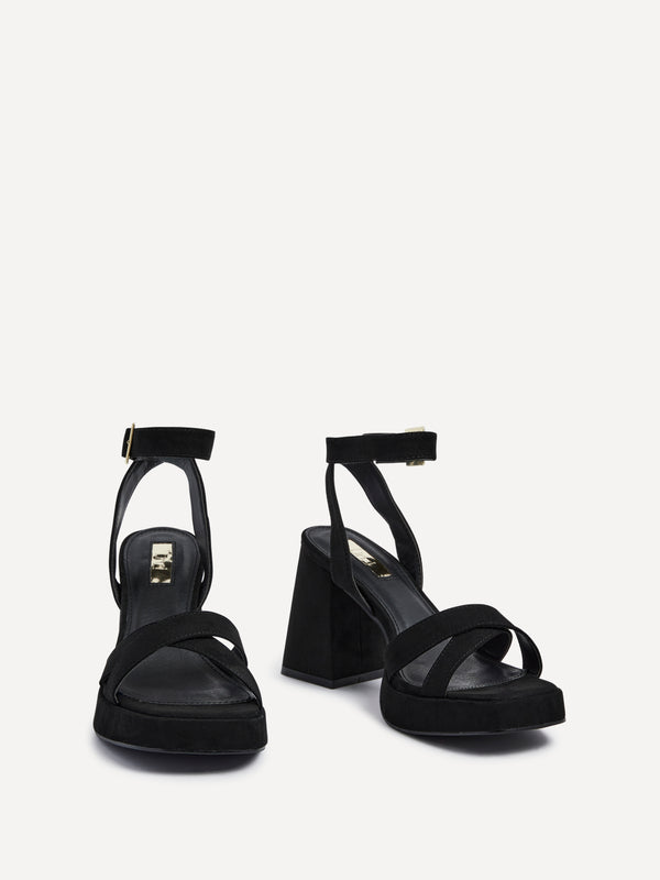 Linzi Black Platform With Crossover Front Strap